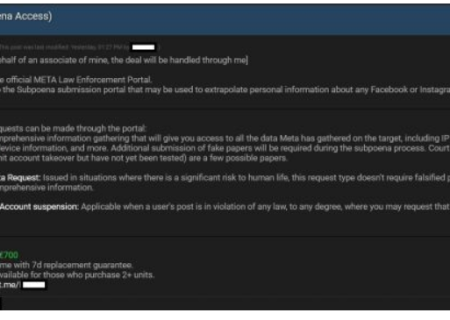 فروش دسترسی به پرتال پلیس فیس بوک و اینستاگرام