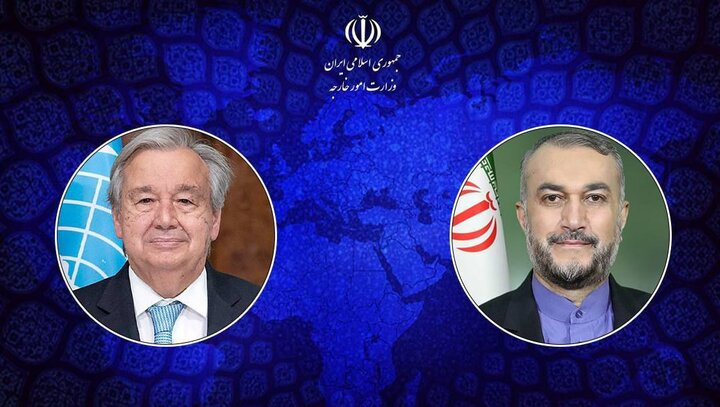 گفت‌و‌گوی تلفنی وزیر امور خارجه با دبیرکل سازمان ملل