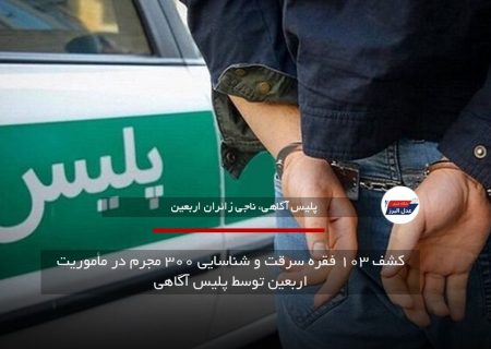 کشف ۱۰۳ فقره سرقت و شناسایی ۳۰۰ مجرم در مأموریت اربعین توسط پلیس آگاهی