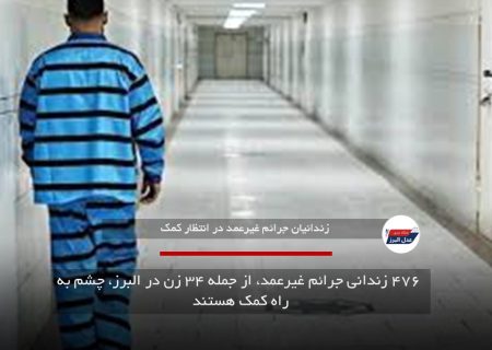 ۴۷۶ زندانی جرائم غیرعمد، از جمله ۳۴ زن در البرز، چشم به راه کمک هستند