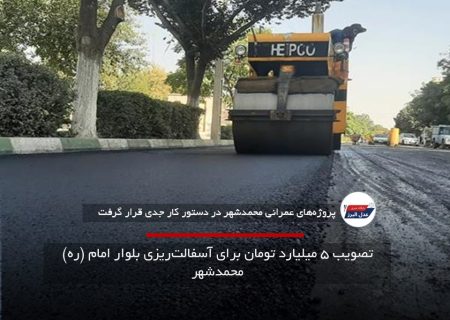 تصویب ۵ میلیارد تومان برای آسفالت‌ریزی بلوار امام (ره) محمدشهر